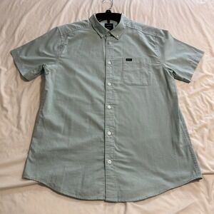 RVCA Mens Slim Fit Short Sleeve Button Down Oxford Shirt Sage Green MK526TLP M